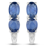 3.99 Carat Genuine Blue Sapphire White Topaz .925 Silver 3 Pc Jewelry Set Ring Earring Pendant Chain