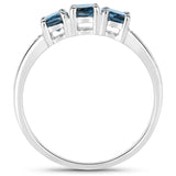 1.35 Carat Genuine London Blue Topaz and White Diamond .925 Sterling Silver Ring