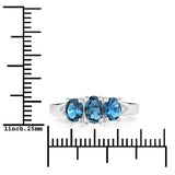 1.35 Carat Genuine London Blue Topaz and White Diamond .925 Sterling Silver Ring