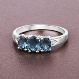 1.35 Carat Genuine London Blue Topaz and White Diamond .925 Sterling Silver Ring