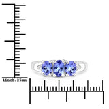 1.11 Carat Genuine Tanzanite and White Diamond .925 Sterling Silver Ring