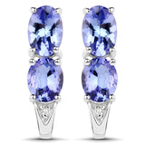 3.77 Carat Genuine Tanzanite & White Topaz .925 Silver 3 Pc Jewelry Set Ring Earring & Pendant Chain