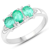 3.59 Carat Genuine Zambian Emerald White Topaz 925 Silver 3 Pc Jewelry Set