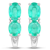 3.59 Carat Genuine Zambian Emerald White Topaz 925 Silver 3 Pc Jewelry Set