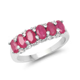 1.91 Carat Genuine Glass Filled Ruby & White Topaz .925 Sterling Silver Ring