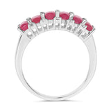 1.91 Carat Genuine Glass Filled Ruby & White Topaz .925 Sterling Silver Ring