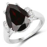 5.65 Carat Genuine Garnet & White Topaz .925 Sterling Silver Ring