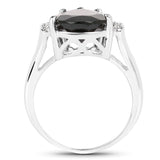 5.65 Carat Genuine Garnet & White Topaz .925 Sterling Silver Ring