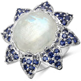 15.64 Carat Genuine Rainbow & Iolite .925 Sterling Silver Ring