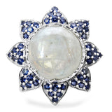 15.64 Carat Genuine Rainbow & Iolite .925 Sterling Silver Ring
