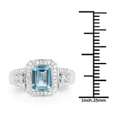 2.24 Carat Genuine London Blue Topaz & White Topaz .925 Sterling Silver Ring