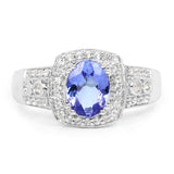 1.42 Carat Genuine Tanzanite & White Topaz .925 Sterling Silver Ring