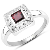 0.80 Carat Genuine Garnet .925 Sterling Silver Ring