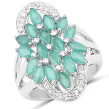 2.74 ct. Genuine Emerald and White Topaz .925 Sterling Silver Ring