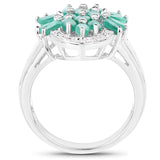 2.74 ct. Genuine Emerald and White Topaz .925 Sterling Silver Ring