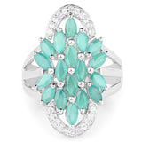 2.74 ct. Genuine Emerald and White Topaz .925 Sterling Silver Ring