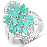 2.74 Carat Genuine Emerald and White Topaz .925 Sterling Silver Ring