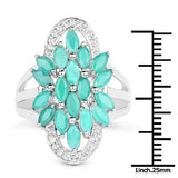 2.74 Carat Genuine Emerald and White Topaz .925 Sterling Silver Ring