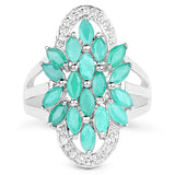 2.74 Carat Genuine Emerald and White Topaz .925 Sterling Silver Ring