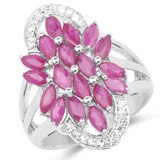 2.74 ct. Genuine Ruby and White Topaz .925 Sterling Silver Ring
