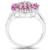 2.74 ct. Genuine Ruby and White Topaz .925 Sterling Silver Ring
