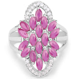 2.74 ct. Genuine Ruby and White Topaz .925 Sterling Silver Ring