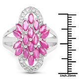 2.74 Carat Genuine Ruby and White Topaz .925 Sterling Silver Ring