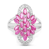 2.74 Carat Genuine Ruby and White Topaz .925 Sterling Silver Ring
