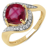 1.85 Carat Genuine Ruby & White Diamond 10K Yellow Gold Ring