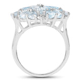 5.04 Carat Genuine London Blue Topaz, Blue Topaz & White Topaz .925 Sterling Silver Ring