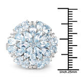 5.04 Carat Genuine London Blue Topaz, Blue Topaz & White Topaz .925 Sterling Silver Ring