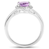 1.93 Carat Genuine Amethyst and White Topaz .925 Sterling Silver Ring