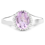 1.93 Carat Genuine Amethyst and White Topaz .925 Sterling Silver Ring