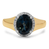 2.50 Carat Genuine Blue Topaz & White Diamond 10K Yellow Gold Ring