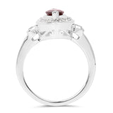 1.48 Carat Genuine Garnet and White Topaz .925 Sterling Silver Ring