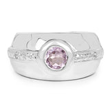 0.77 Carat Genuine Amethyst & White Topaz .925 Sterling Silver Ring