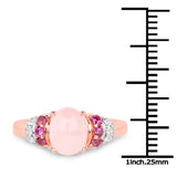 14K Rose Gold Plated 2.27 Carat Genuine Morganite, Rhodolite & White Topaz .925 Sterling Silver Ring