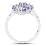1.90 Carat Genuine Tanzanite & White Topaz .925 Sterling Silver Ring
