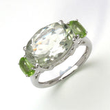 6.06 Carat Genuine Green Amethyst and Peridot .925 Sterling Silver Ring