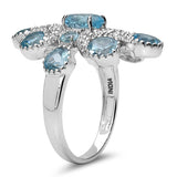 4.93 Carat Genuine Blue Topaz & White Topaz .925 Sterling Silver Ring