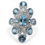 4.93 Carat Genuine Blue Topaz & White Topaz .925 Sterling Silver Ring
