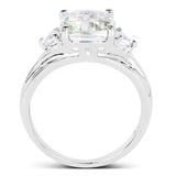 3.86 Carat Genuine Green Amethyst & White Topaz .925 Sterling Silver Ring