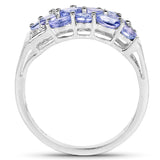 1.64 carat Genuine Tanzanite & White Topaz .925 Sterling Silver Ring