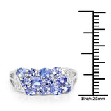 1.64 carat Genuine Tanzanite & White Topaz .925 Sterling Silver Ring