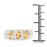 1.36 Carat Genuine Citrine and White Topaz .925 Sterling Silver Ring