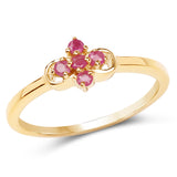 14K Yellow Gold Plated 0.15 Carat Genuine Ruby .925 Sterling Silver Ring