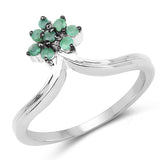 0.14 ct. Genuine Emerald .925 Sterling Silver Ring