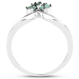 0.14 ct. Genuine Emerald .925 Sterling Silver Ring