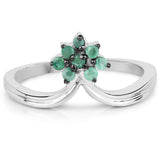 0.14 ct. Genuine Emerald .925 Sterling Silver Ring