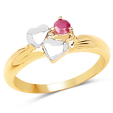 Two Tone Plated 0.18 Carat Genuine Ruby .925 Sterling Silver Ring